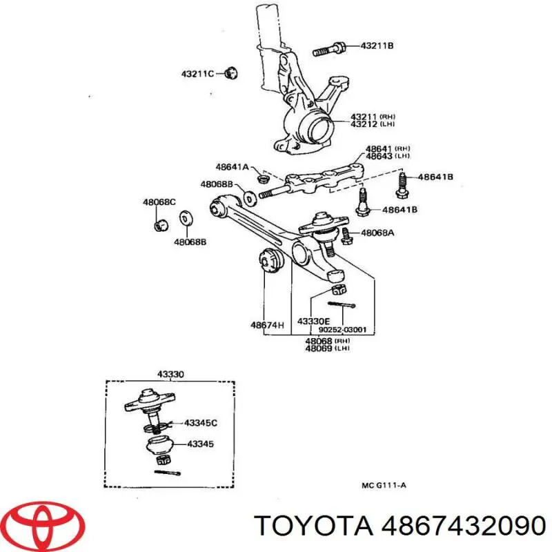Compre 4867432090 Toyota Bloco silencioso dianteiro do braço oscilante inferior