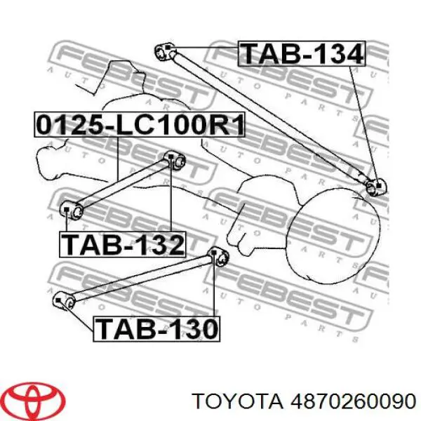 Bloco silencioso do braço oscilante superior traseiro longitudinal 4870260090 Toyota