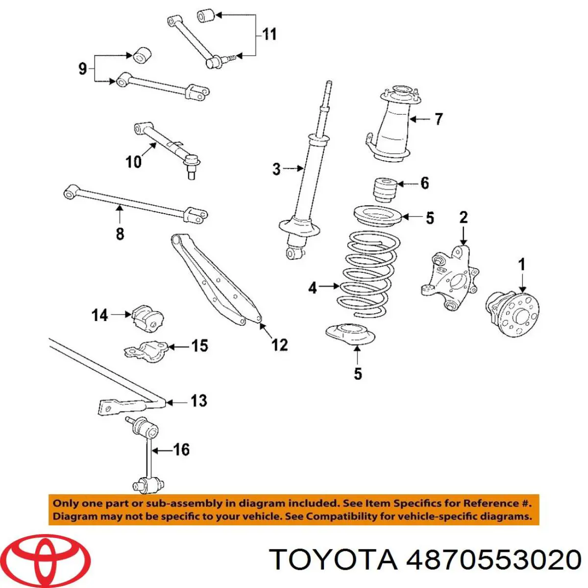 4870553020 Toyota Braço oscilante transversal direito de suspensão traseira