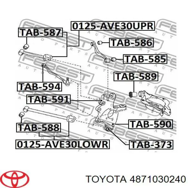 4871030240 Toyota Braço oscilante (tração) longitudinal inferior esquerdo/direito de suspensão traseira