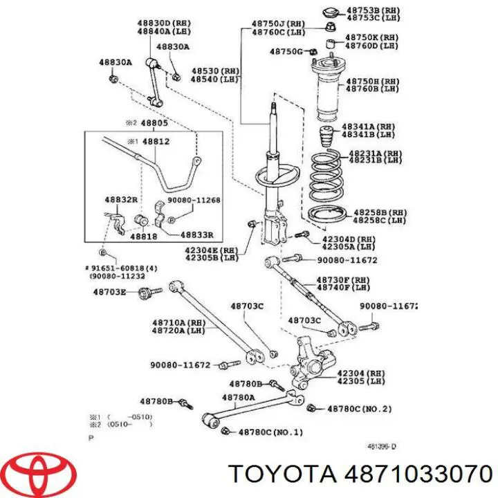 Barra transversal de suspensão traseira Toyota 4871033070 preço, a partir de 47,61 USD