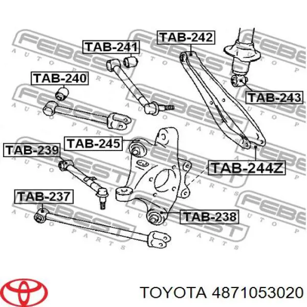 4871053020 Toyota Barra longitudinal de suspensão traseira