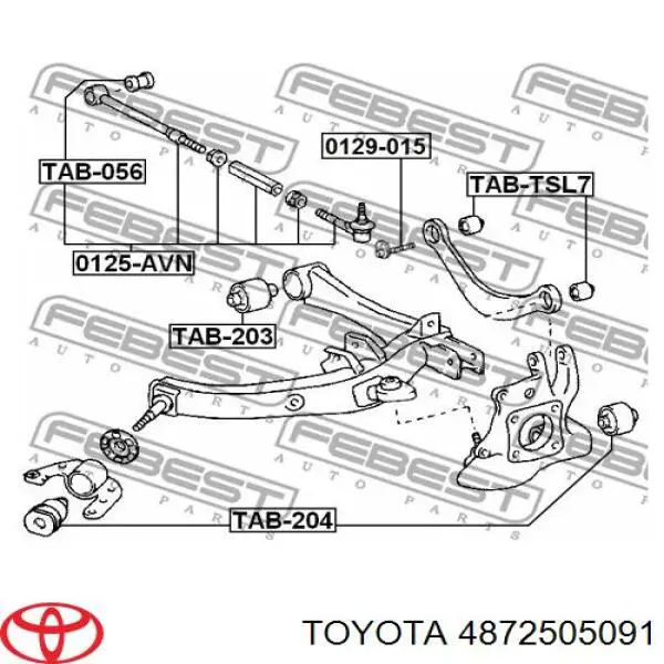 Bloco silencioso do braço oscilante inferior traseiro Toyota 4872505091 preço, a partir de 17,34 USD