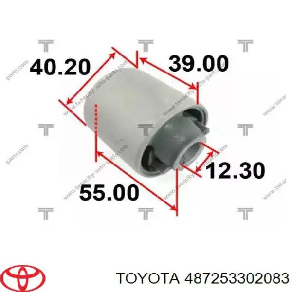 487253302083 Toyota Bloco silencioso dianteiro de braço oscilante traseiro longitudinal