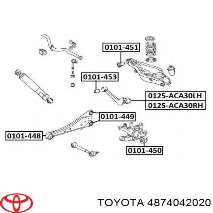 Braço oscilante transversal esquerdo de suspensão traseira 4874042020 Toyota