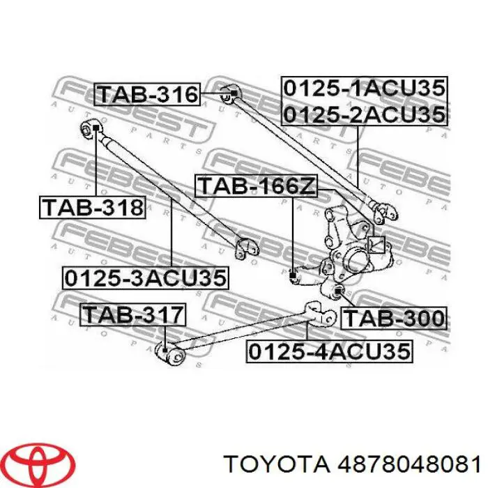 4878048081 Toyota Barra longitudinal de suspensão traseira