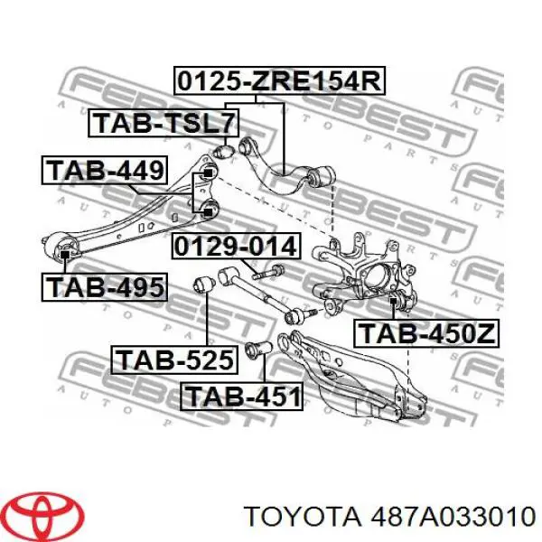 Barra longitudinal de suspensão traseira esquerda Toyota 487A033010 preço, a partir de 115,10 USD