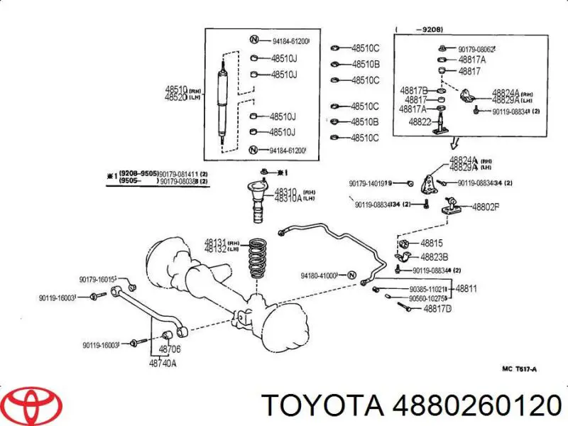 4880260120 Toyota Montante de estabilizador dianteiro