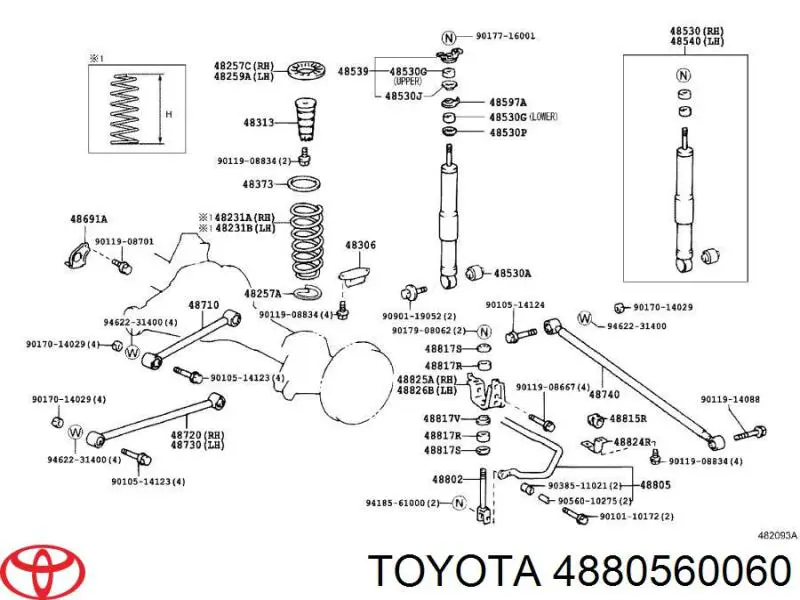 Estabilizador traseiro Toyota 4880560060 preço, a partir de 347,43 USD