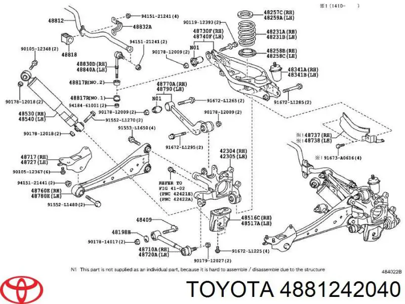 4881242040 Toyota Estabilizador traseiro