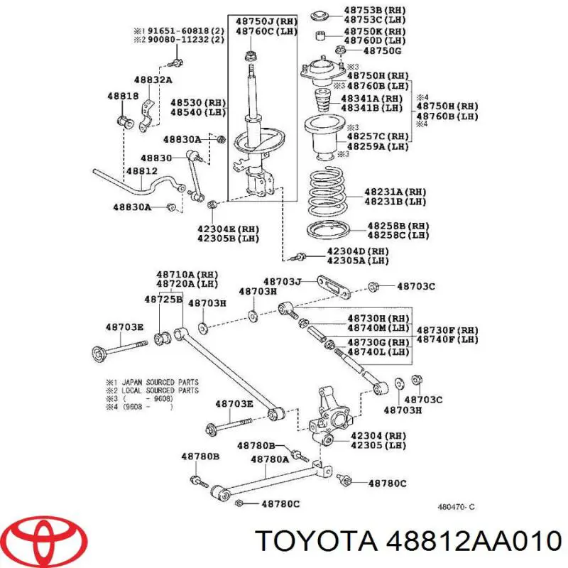 Estabilizador traseiro Toyota 4881233100 preço, a partir de 286,94 USD