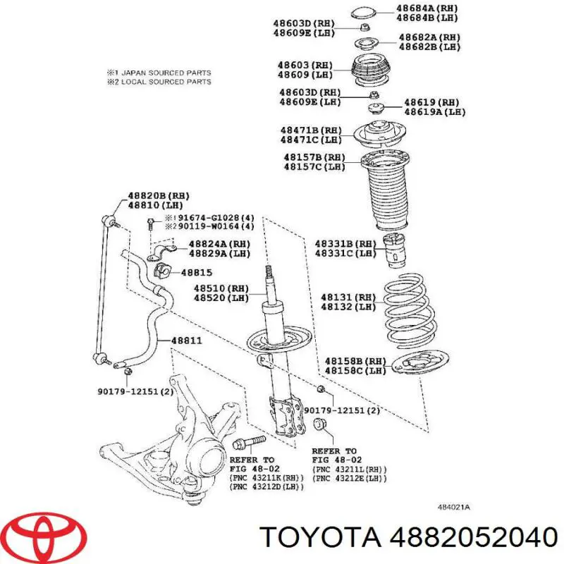 Montante de estabilizador dianteiro Toyota 4882052040 preço, a partir de 25,24 USD