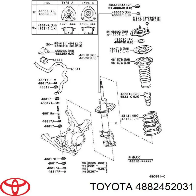 Braçadeira de fixação da bucha de estabilizador dianteiro Toyota 4882452031 preço, a partir de 29,54 USD