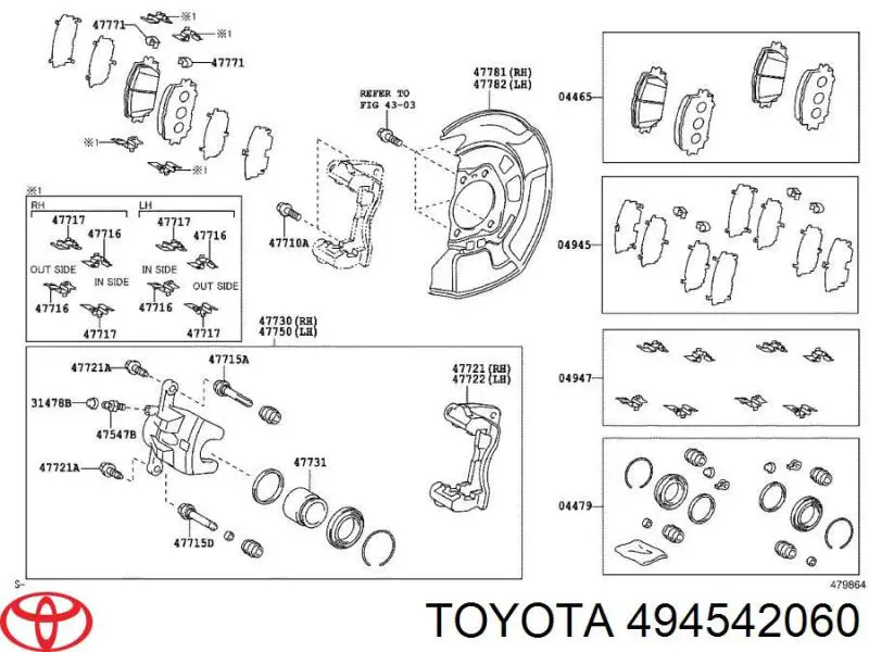494542060 Toyota Chapa anti-ruído de fixação do freio de sapata dianteira