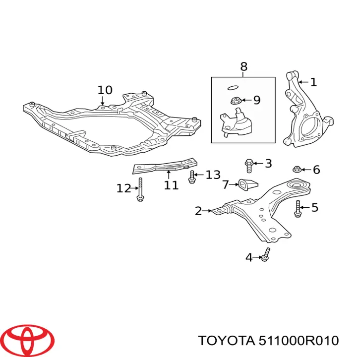 511000R010 Toyota Viga de suspensão dianteira (plataforma veicular)