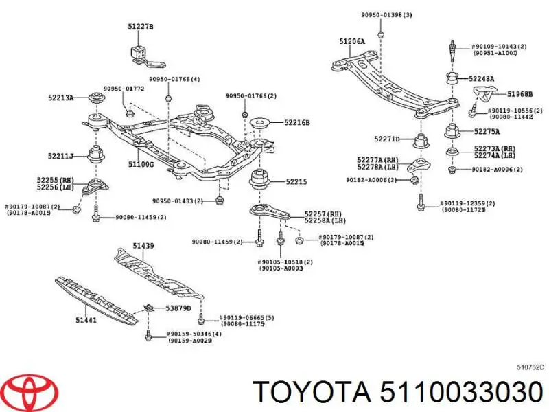  Viga de suspensão dianteira (plataforma veicular) Toyota Camry IV sedan (V20) (1996 - 2001) IV