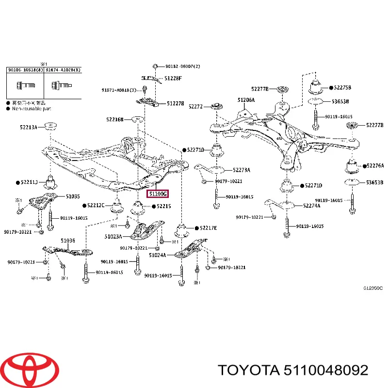 Viga de suspensão dianteira (plataforma veicular) Toyota 5110048092 preço, a partir de 3216,55 USD