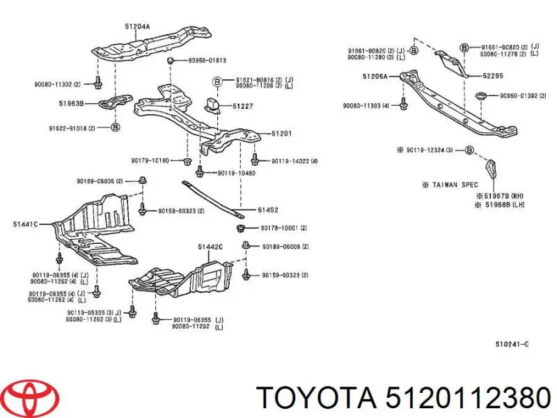 Viga de suspensão dianteira (plataforma veicular) Toyota 5120112380 preço, a partir de 408,19 USD