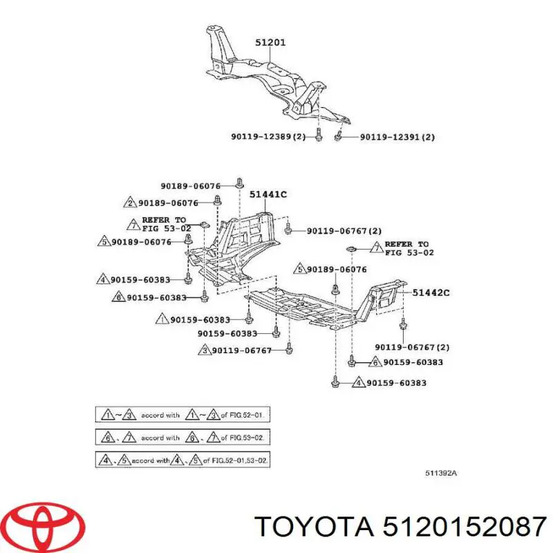 Viga de suspensão dianteira (plataforma veicular) Toyota 5120152087 preço, a partir de 421,26 USD