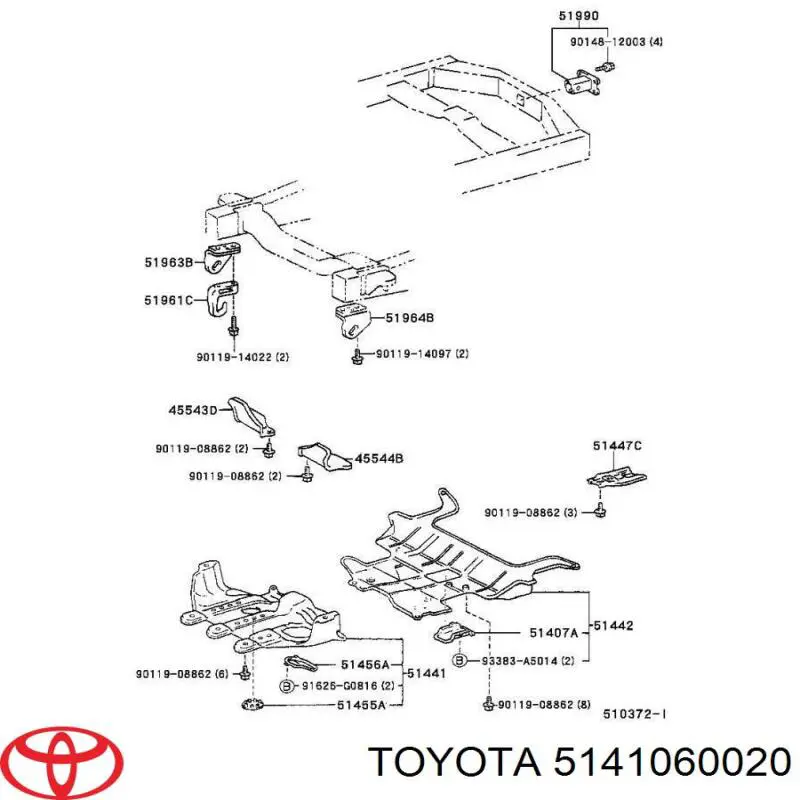 Proteção de motor, de panela (da seção de motor) Toyota Land Cruiser 100 J10