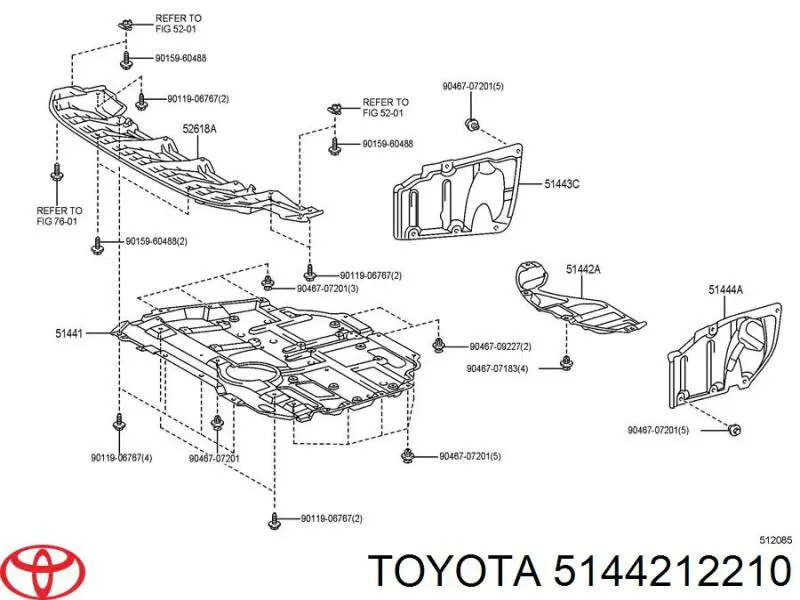 Proteção de motor traseiro Toyota 5144212210 preço, a partir de 46,07 USD