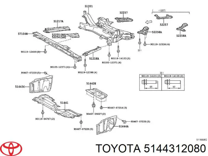 Proteção de motor direito Toyota 5144312080 preço, a partir de 34,97 USD