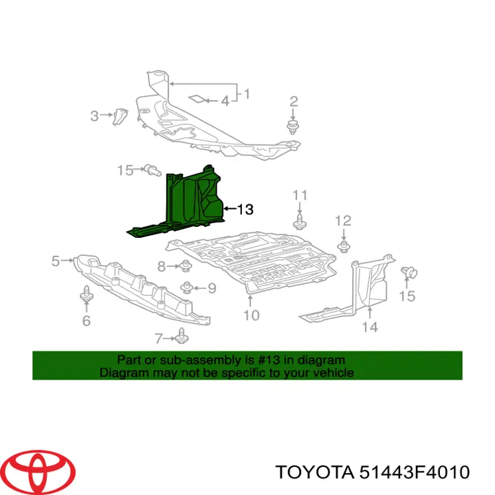 Proteção de motor direito Toyota 51443F4010 preço, a partir de 33,35 USD