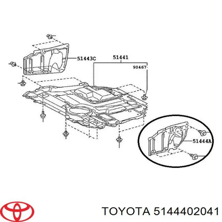 Proteção de motor esquerdo Toyota 5144402041 preço, a partir de 28,06 USD