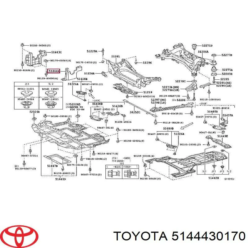 5144430170 Toyota Proteção de motor esquerdo