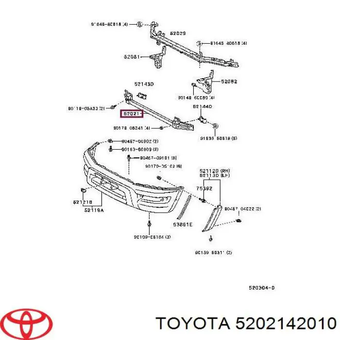 Reforçador do pára-choque dianteiro Toyota 5202142010 preço, a partir de 40,31 USD