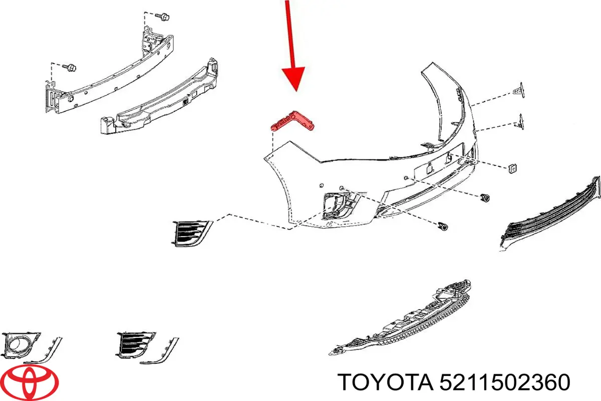 5211502360 Toyota Consola do pára-choque dianteiro direito