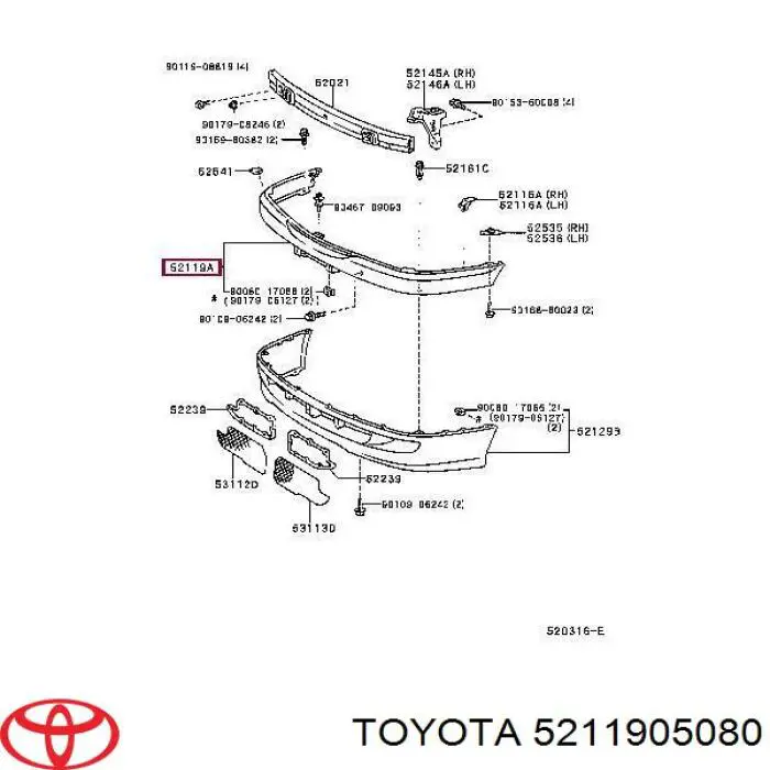 Pára-choque dianteiro Toyota 5211905080 preço, a partir de 99,33 USD