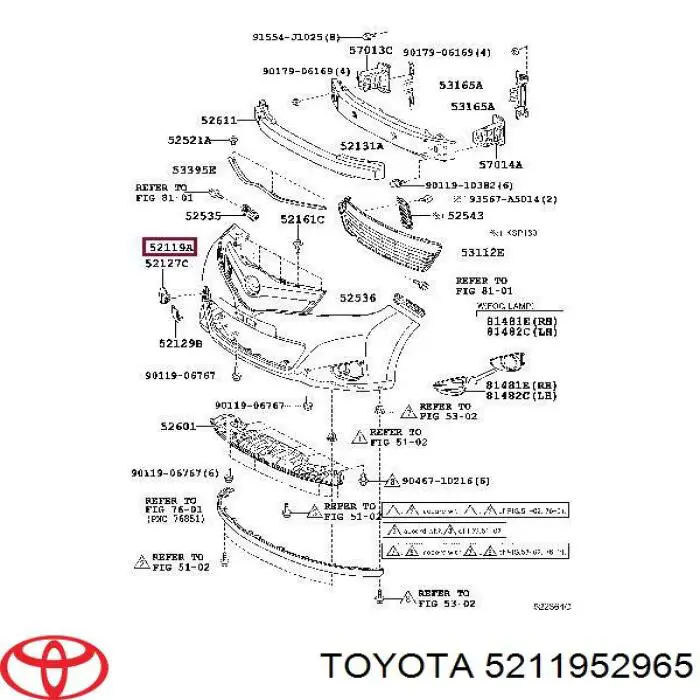 Pára-choque dianteiro Toyota 5211952965 preço, a partir de 82,65 USD