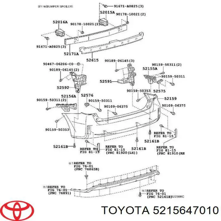 Consola esquerda do pára-choque traseiro externo Toyota 5215647010 preço, a partir de 95,31 USD