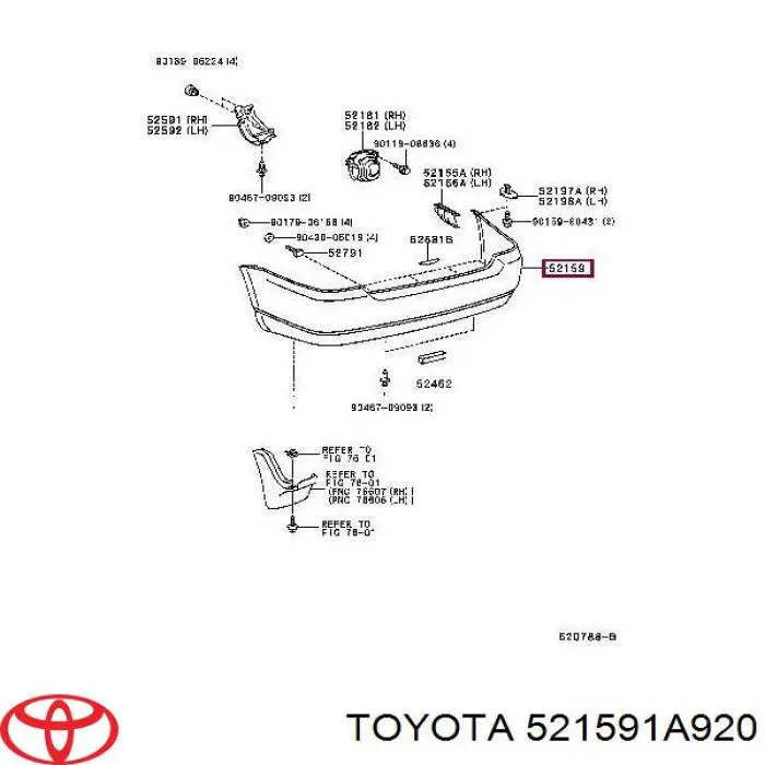 Compre 521591A920 Toyota Pára-choque traseiro