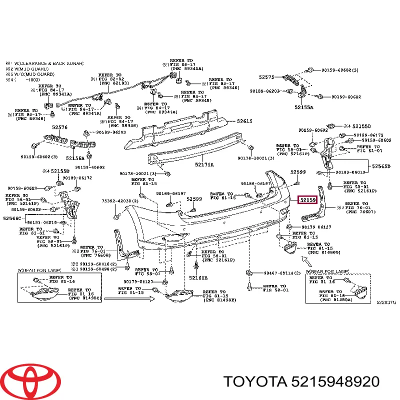  Pára-choque traseiro Lexus RX 270/350/450H SUV (AGL10, GGL15, GYL15) (2008 - 2015) 270/350/450H