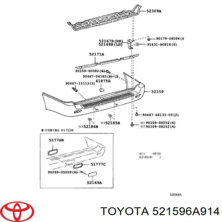 Pára-choque traseiro Toyota 5215960903 preço, a partir de 492,10 USD