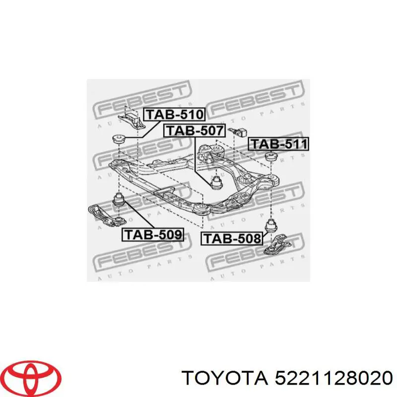 Bloco silencioso (coxim) de viga dianteira (de plataforma veicular) Toyota 5221128020 preço, a partir de 21,60 USD