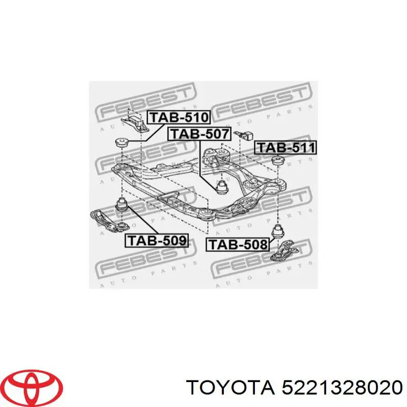 Bloco silencioso (coxim) de viga dianteira (de plataforma veicular) Toyota 5221328020 preço, a partir de 16,59 USD