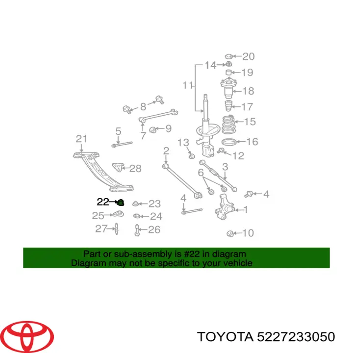 Bloco silencioso de viga traseira (de plataforma veicular) Toyota 5227233050 preço, a partir de 16,63 USD
