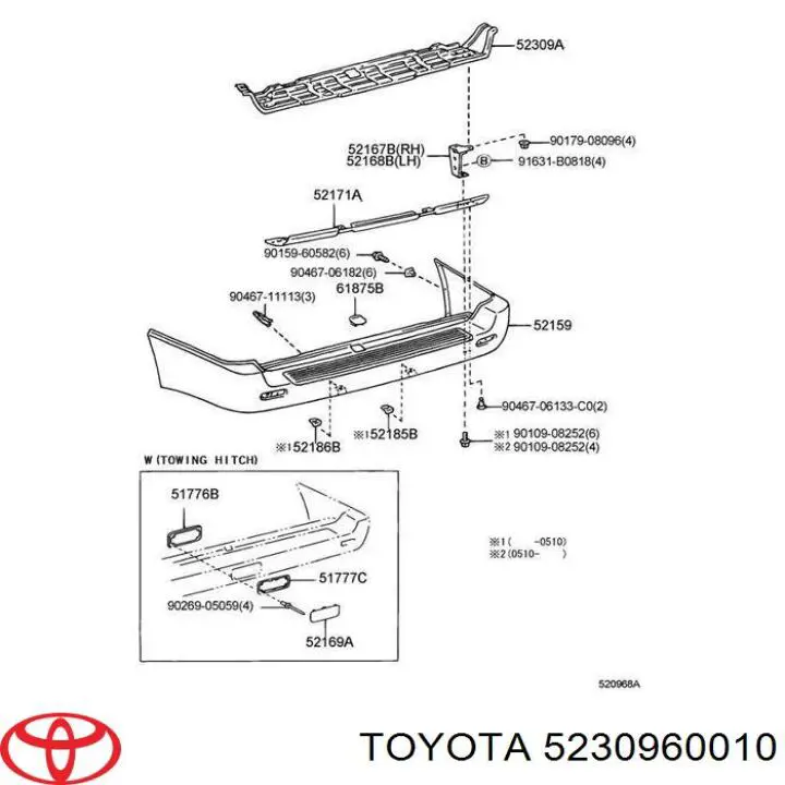 Reforçador do pára-choque traseiro Toyota 5230960010 preço, a partir de 675,89 USD