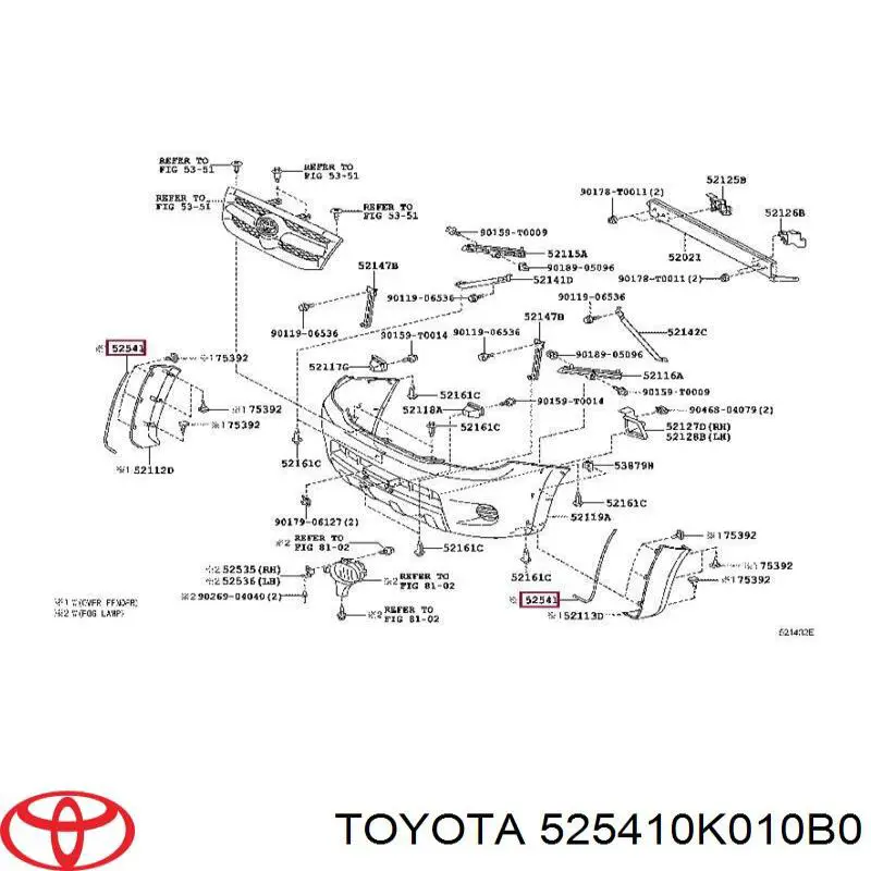 Proteção dianteira "mata-vacas" Toyota 525410K010B0 preço, a partir de 6,75 USD
