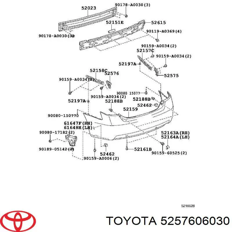 Guia esquerda do pára-choque traseiro Toyota 5257606030 preço, a partir de 19,94 USD