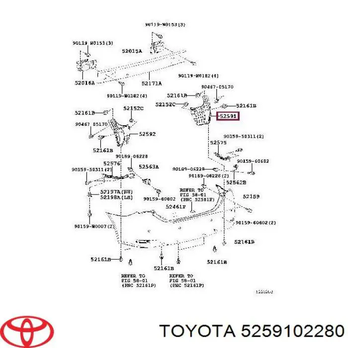 5259102280 Toyota Proteção do pára-choque traseiro