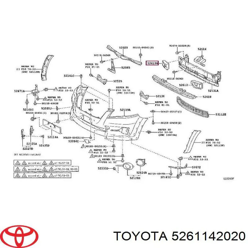 Absorvedor (enchido) do pára-choque dianteiro Toyota 5261142020 preço, a partir de 22,02 USD