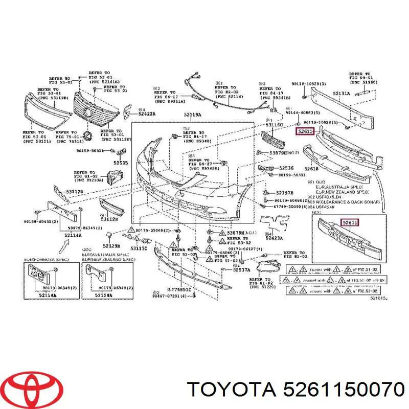 5261150070 Toyota Absorvedor (enchido) do pára-choque dianteiro