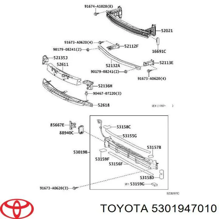 Perciana do radiador de esfriamento Toyota 5301947010 preço, a partir de 221,88 USD
