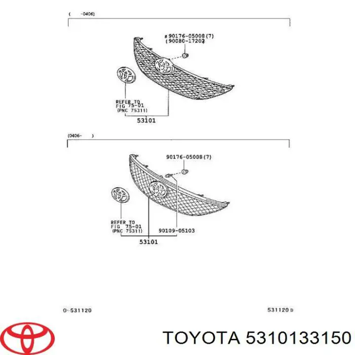 Grelha do radiador para Toyota Camry V V30