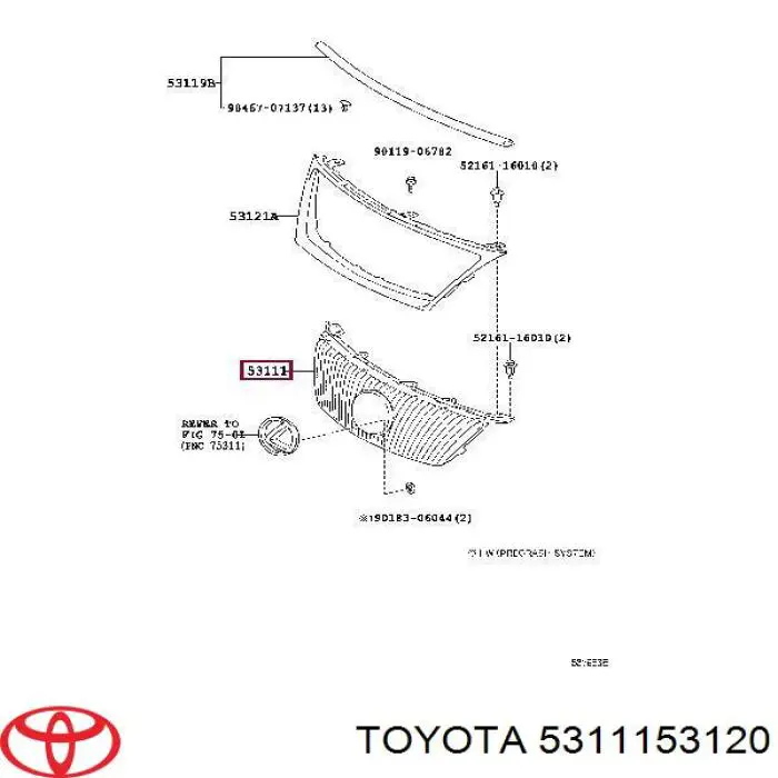Grelha do radiador Toyota 5311153120 preço, a partir de 87,28 USD