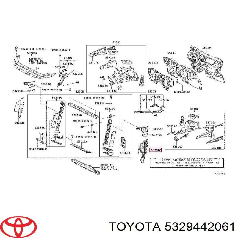 5329442061 Toyota Conduto de ar (defletor) esquerdo do radiador